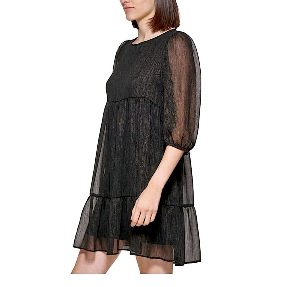 Calvin Klein-Empire Waist Shimmery Chiffon Shift Dress Sizes 14